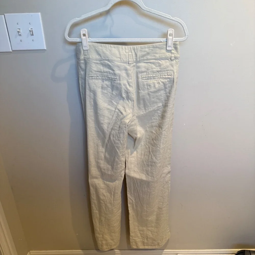 Banana Republic Harrison Linen Blend Straight Leg Pants Beige Womens Size 6‎